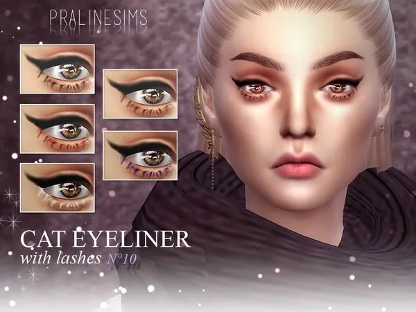 Cat Eyeliner with Lashes N10 - The Sims 4 Custom Content