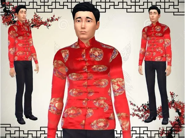 Jaqueta Male Chinese - The Sims 4 Custom Content