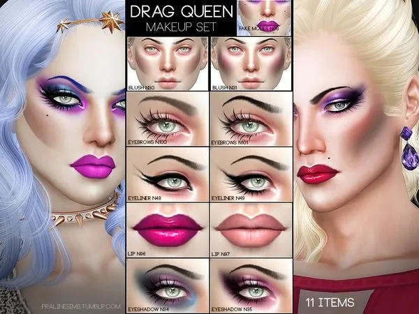 Drag Queen Makeup Set - The Sims 4 Custom Content