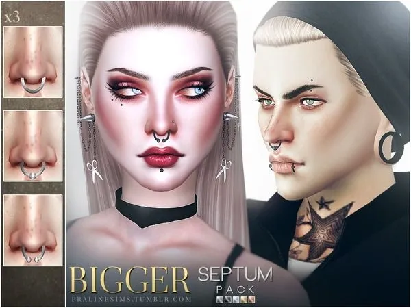 Alpha Bigger Septum Pack - The Sims 4 Custom Content