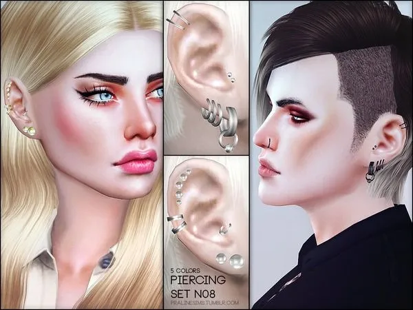 Mix Piercing Set N08 - The Sims 4 Custom Content