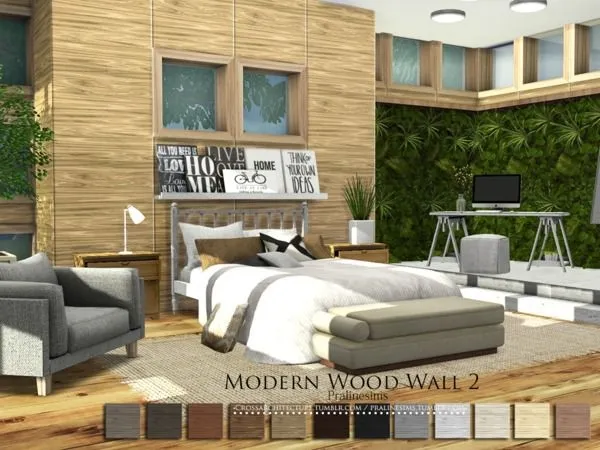 Alpha Modern Wood Wall 2 - The Sims 4 Custom Content