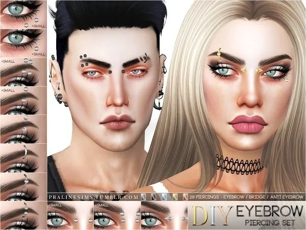 Alpha DIY Eyebrow Piercing Set - The Sims 4 Custom Content