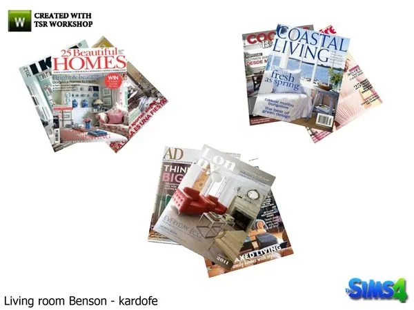 Alpha kardofe_Living room Benson_Magazines - The Sims 4 Custom Content