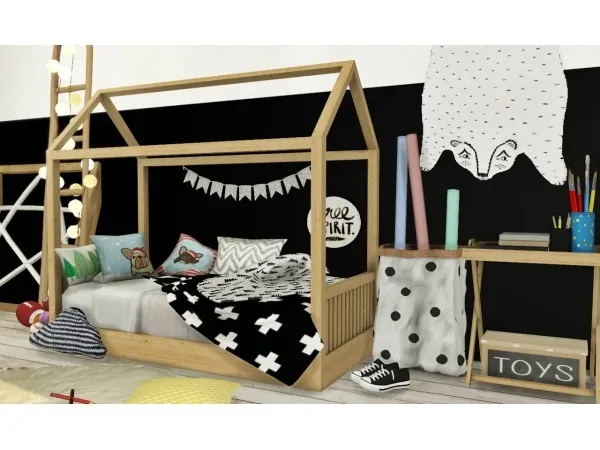 Maxis Match Bambooko Toddlers Bed and Blanket - The Sims 4 Custom Content