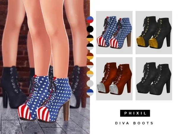 Alpha Phixil Diva Boots (S4) - The Sims 4 Custom Content