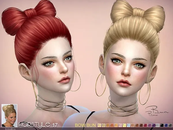 Alpha sclub hair BowBun n17 - The Sims 4 Custom Content
