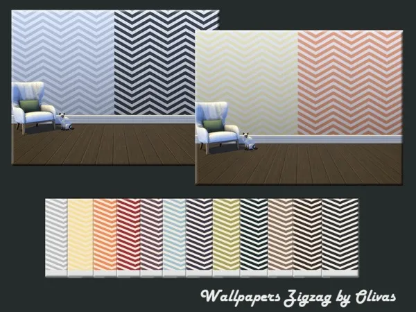 Alpha Wallpapers Zigzag - The Sims 4 Custom Content