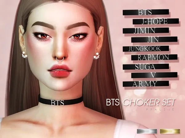 Alpha BTS Choker Set - The Sims 4 Custom Content