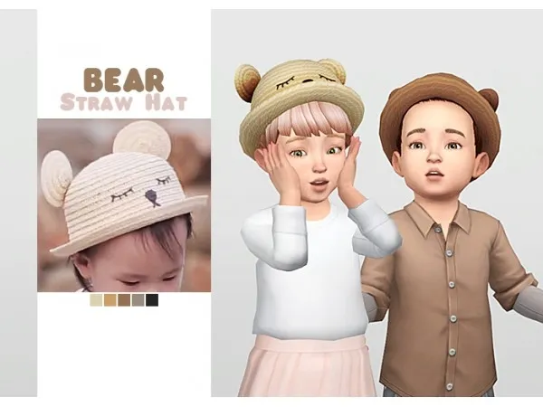 Maxis Match Bear Straw Hat - The Sims 4 Custom Content