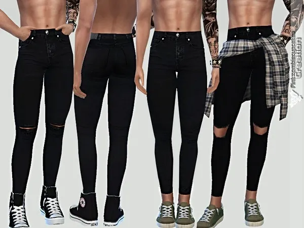 Alpha Summer Black Denim For Him - The Sims 4 Custom Content