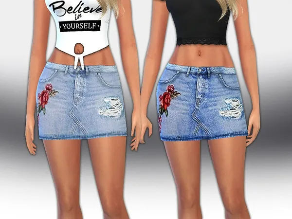 Alpha Eva Denim Miniskirt - The Sims 4 Custom Content