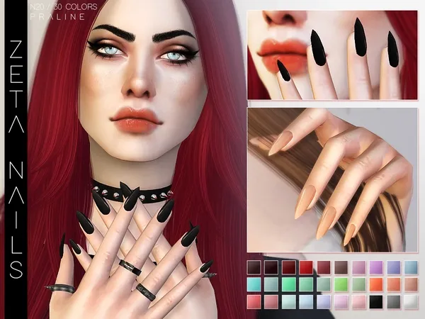 Alpha Zeta Nails - The Sims 4 Custom Content