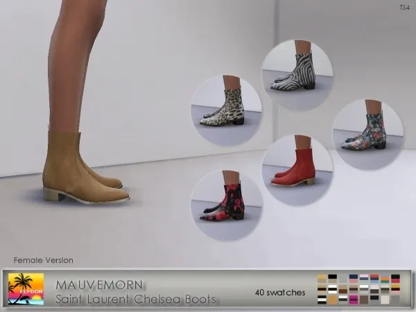 Alpha MAUVEMORN Chelsea Boots Recolor Female version by elfdor - The Sims 4 Custom Content