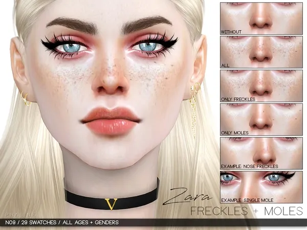 Alpha Zara Freckles Moles N09 - The Sims 4 Custom Content