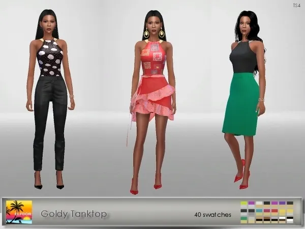 Alpha Elfdor Goldy Tanktop by elfdor - The Sims 4 Custom Content