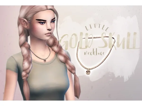 Alpha Little Gold Skull Necklace - The Sims 4 Custom Content