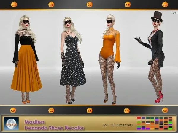 Alpha Madlen Fernanda Shoes Recolor + Halloween Colors by elfdor - The Sims 4 custom content