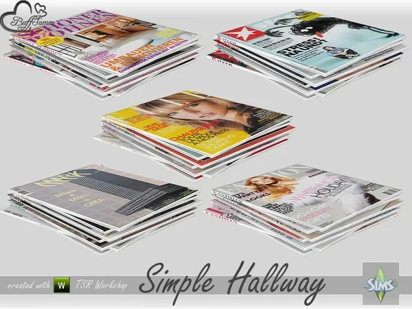 Alpha Simple Hallway Stack of Magazines - The Sims 4 Custom Content