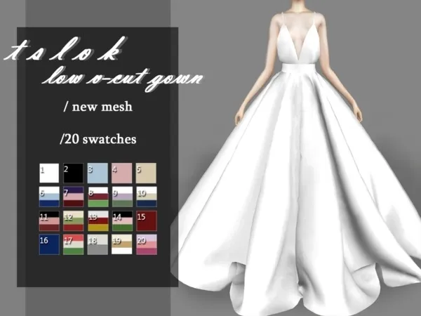Mix tslok Low V Cut Gown - The Sims 4 Custom Content