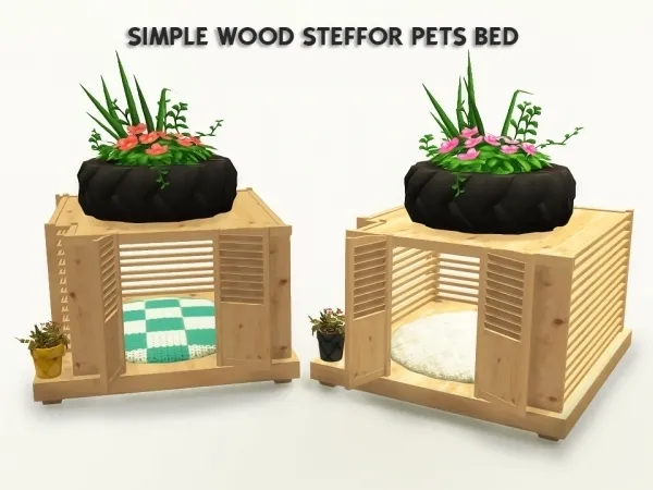 Alpha SIMPLE WOOD STEFFOR PETS BED - The Sims 4 Custom Content