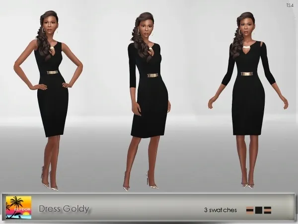 Alpha Dress Goldy by elfdor - The Sims 4 custom content