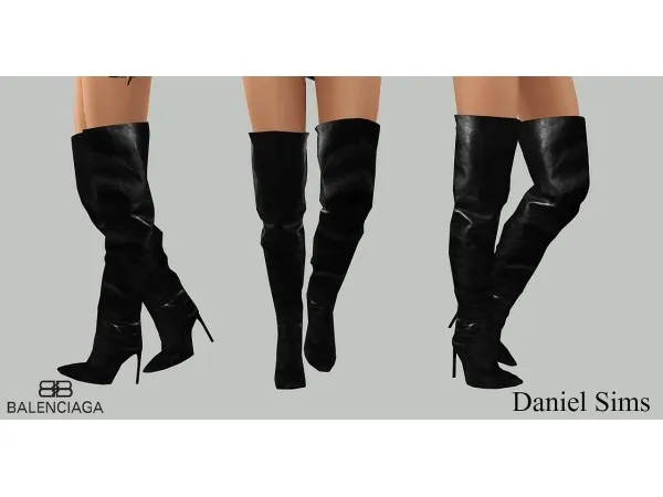 Balenciaga All Time Black Leather OTK boots - The Sims 3 Custom Content