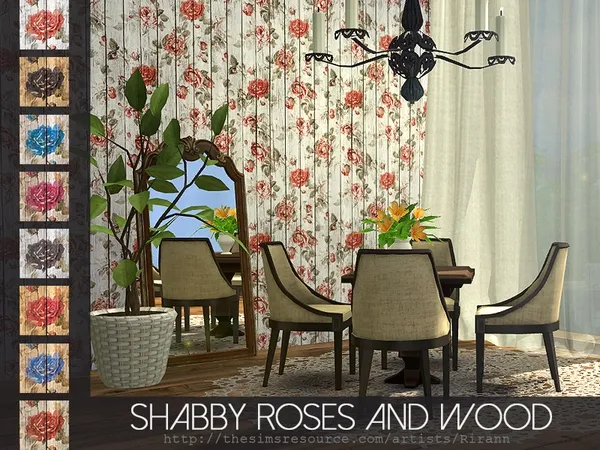 Alpha Shabby Roses And Wood by thesimsresource - The Sims 4 Custom Content