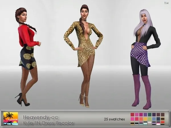 Alpha Heavendy Kylie FN Dress Recolor by elfdor - The Sims 4 Custom Content