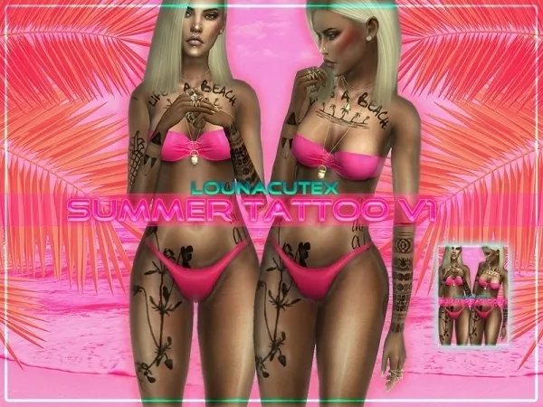 Mix Summer Tattoo V1 Lounacutex - The Sims 4 Custom Content