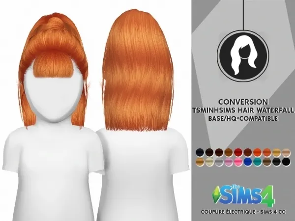Alpha TSMINHSIMS HAIR 47 WATERFALL TODDLER VERSION - The Sims 4 Custom Content