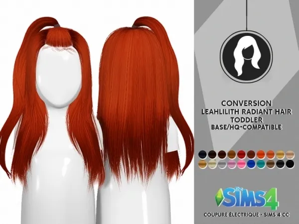 Alpha LEAH LILLITH RADIANT HAIR 001 TODDLER VERSION by redheadsims - The Sims 4 custom content