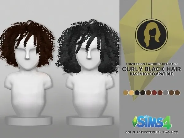 Alpha CURLY BLACK HAIR V2 by redheadsims - The Sims 4 custom content