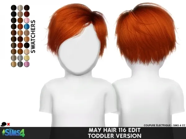 Alpha MAY 116 HAIR EDIT TODDLER VERSION by redheadsims - The Sims 4 custom content
