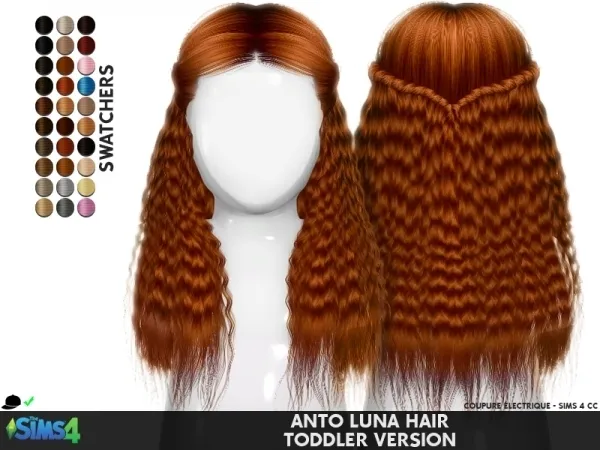 Alpha ANTO LUNA HAIR TODDLER VERSION by redheadsims - The Sims 4 custom content