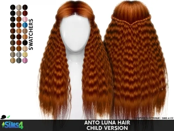 Alpha ANTO LUNA HAIR CHILD VERSION - The Sims 4 Custom Content