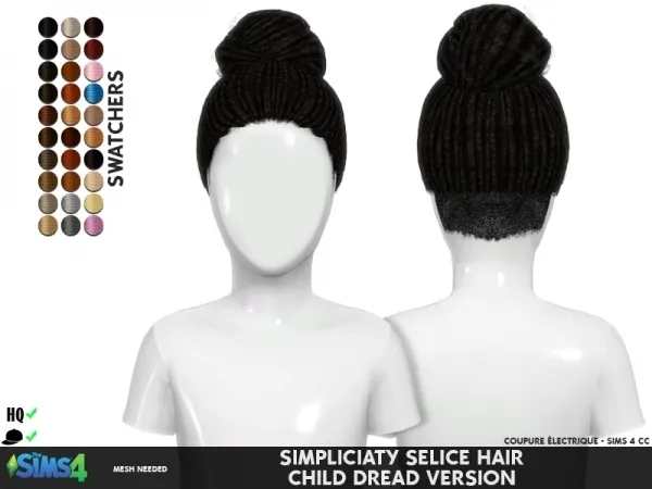 Alpha SIMPLICIATY SELICE HAIR CHILD DREAD VERSION by redheadsims - The Sims 4 custom content