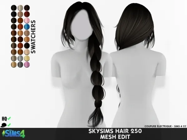 Alpha SKYSIMS HAIR 250 MESH EDIT - The Sims 4 Custom Content