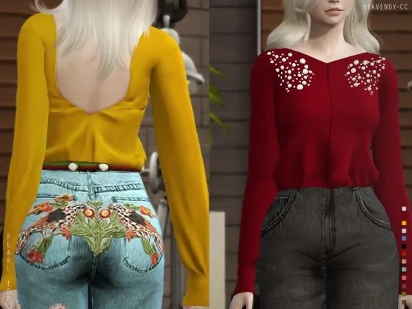 Alpha [Heavendy ] Pearl Blouse - The Sims 4 Custom Content