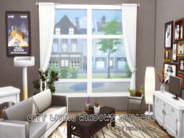 Alpha City Living Windows smaller - The Sims 4 Custom Content