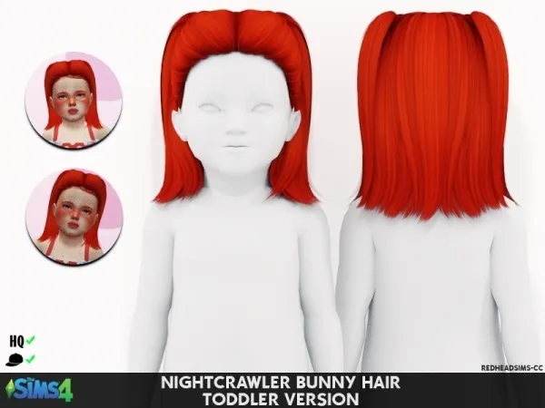 Alpha NIGHTCRAWLER BUNNY HAIR TODDLER VERSION - The Sims 4 Custom Content