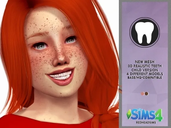 Sims 4 Alpha Kids Teeth CC: 3D REALISTIC TEETH CHILD VERSION