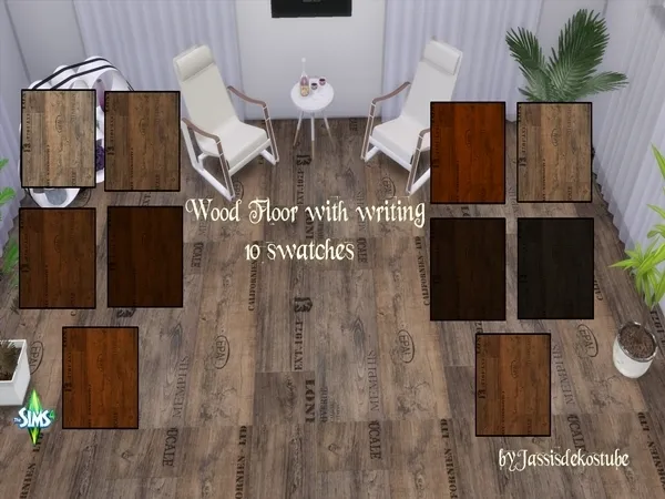Alpha Wood Floor with writing - The Sims 4 Custom Content