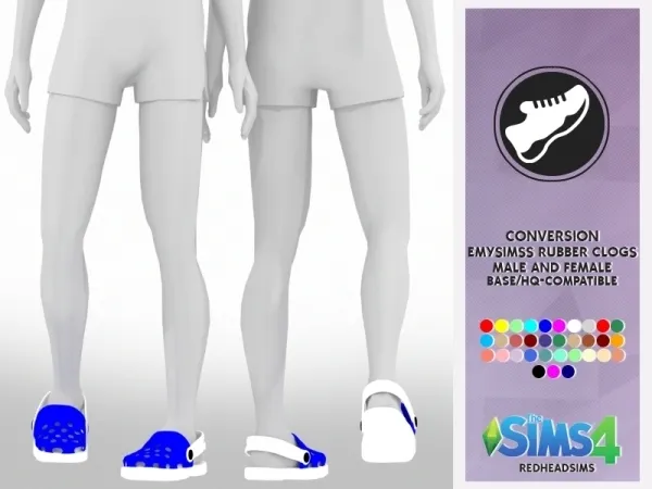 Alpha EMYSIMSS RUBBER CLOGS MALE AND FEMALE by redheadsims - The Sims 4 custom content