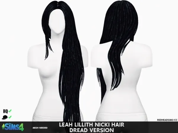 Alpha LEAH LILLITH NICKI HAIR DREAD VERSION - The Sims 4 Custom Content