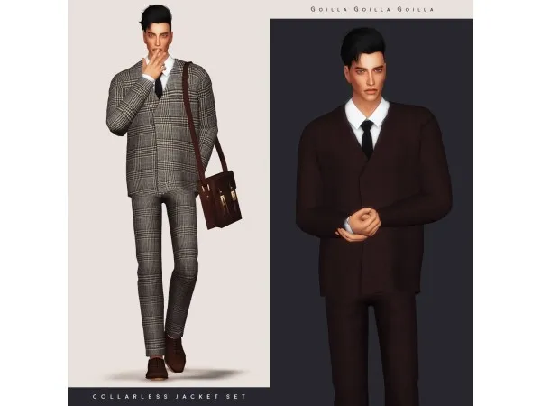 Alpha Collarless Jacket Set - The Sims 4 Custom Content