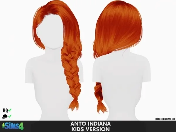Alpha ANTO INDIANA HAIR KIDS VERSION by redheadsims - The Sims 4 Custom Content