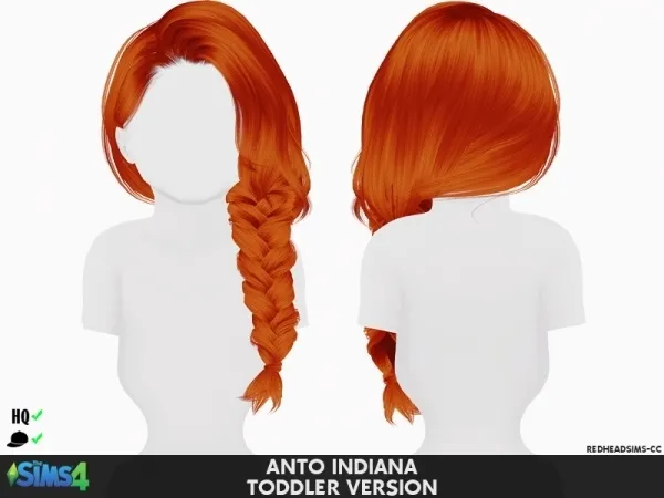Alpha ANTO INDIANA HAIR TODDLER VERSION by redheadsims - The Sims 4 Custom Content