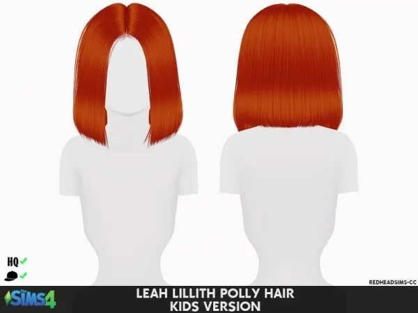 Alpha LEAH LILLITH POLLY HAIR KIDS VERSION by redheadsims - The Sims 4 Custom Content