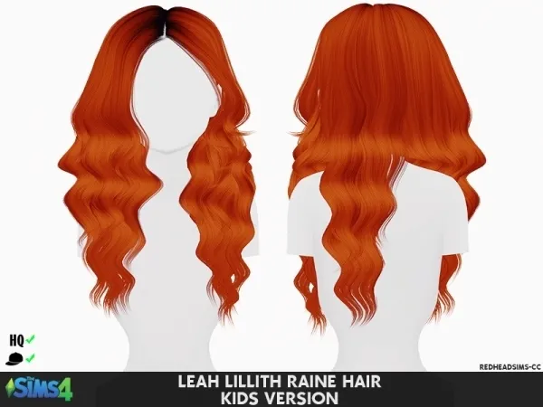 Alpha LEAH LILLITH RAINE HAIR KIDS VERSION by redheadsims - The Sims 4 Custom Content